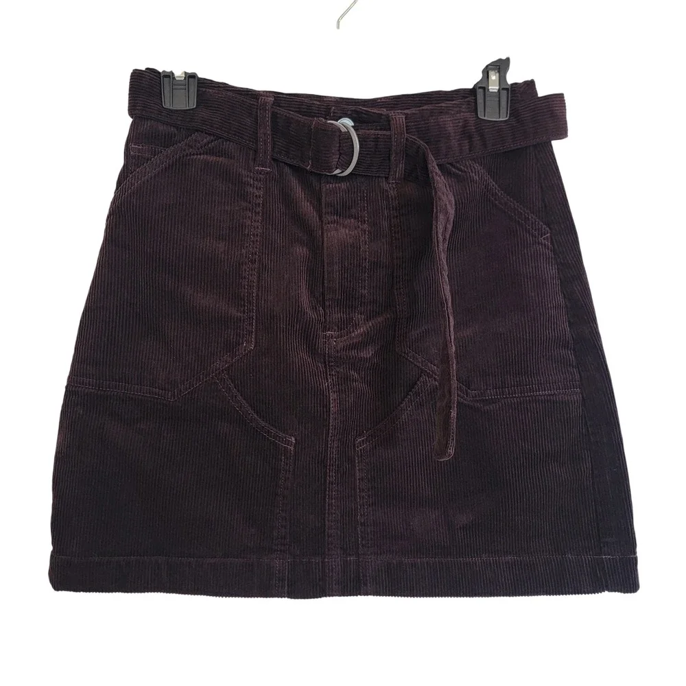 Banana‎ Republic Corduroy Belted Mini Skirt Size 2 NEW Brown MSRP $100 Casual